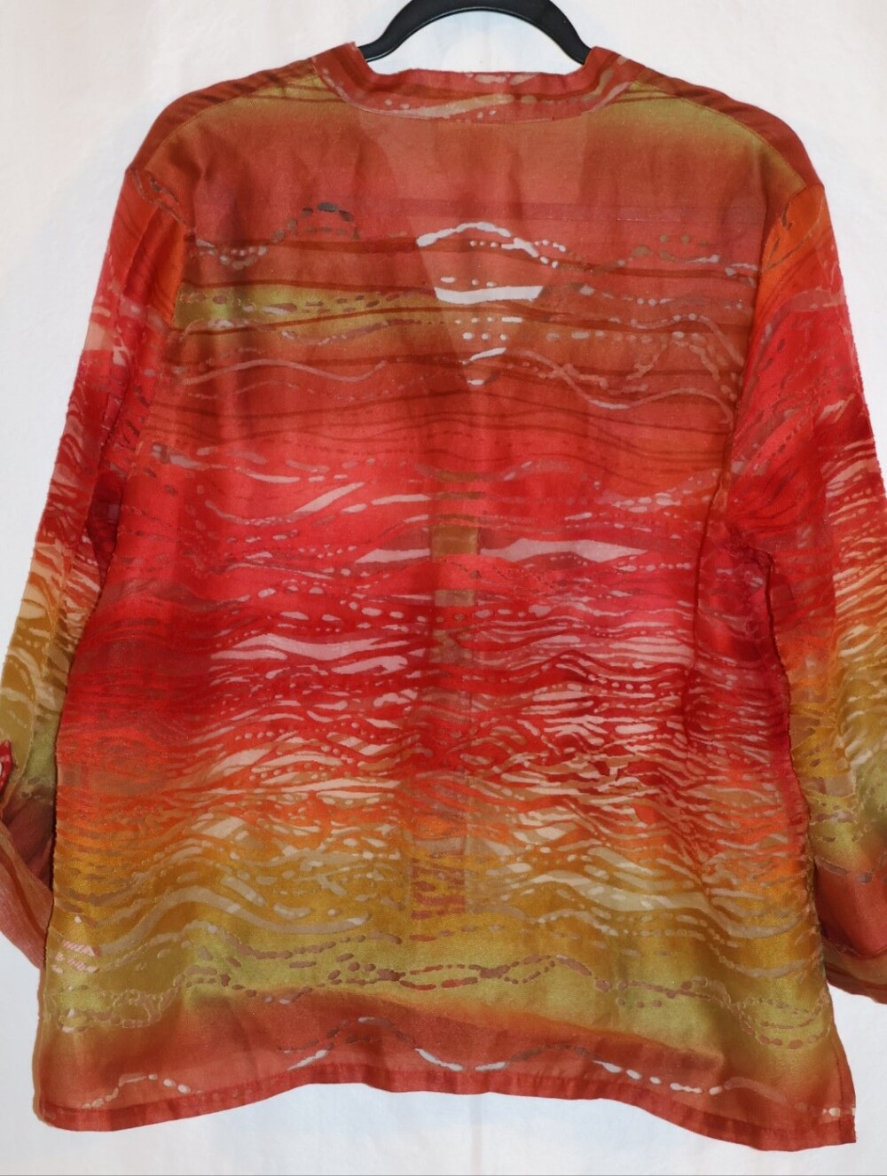 Ruby Rd. Earthy Sunset Gradient Patterned Button-Front Blouse. - Picture 11 of 14